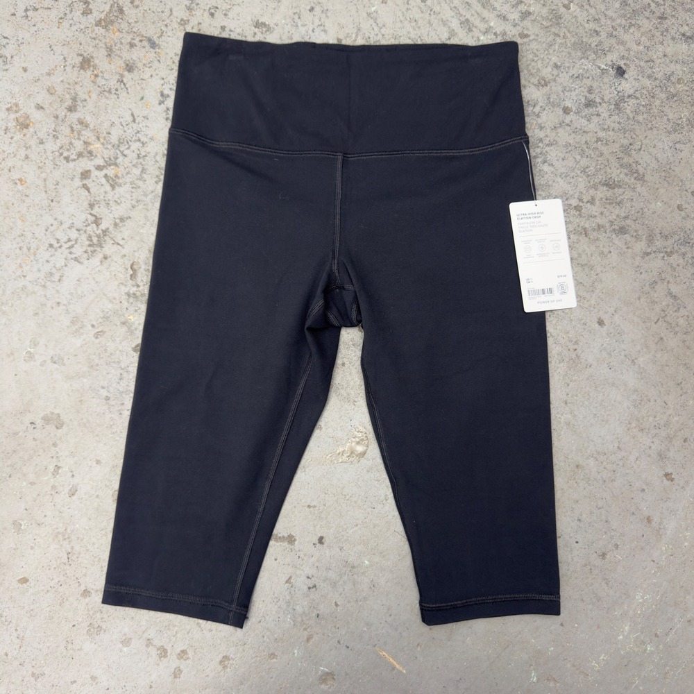 Athleta Ultra High Rise Elation Crop Leggings Black Powervita Size M 851024-01